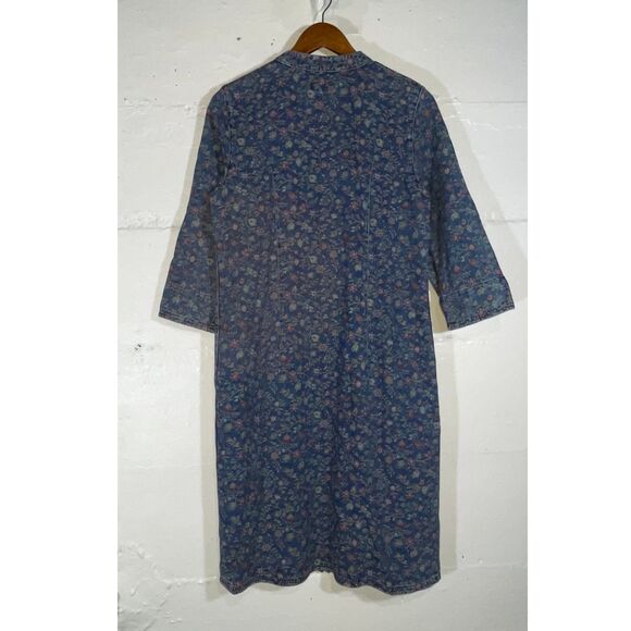 Women’s Denim Shirt Dress Floral Print Cotton Sz 10 The Territory Ahead - Picture 3 of 10